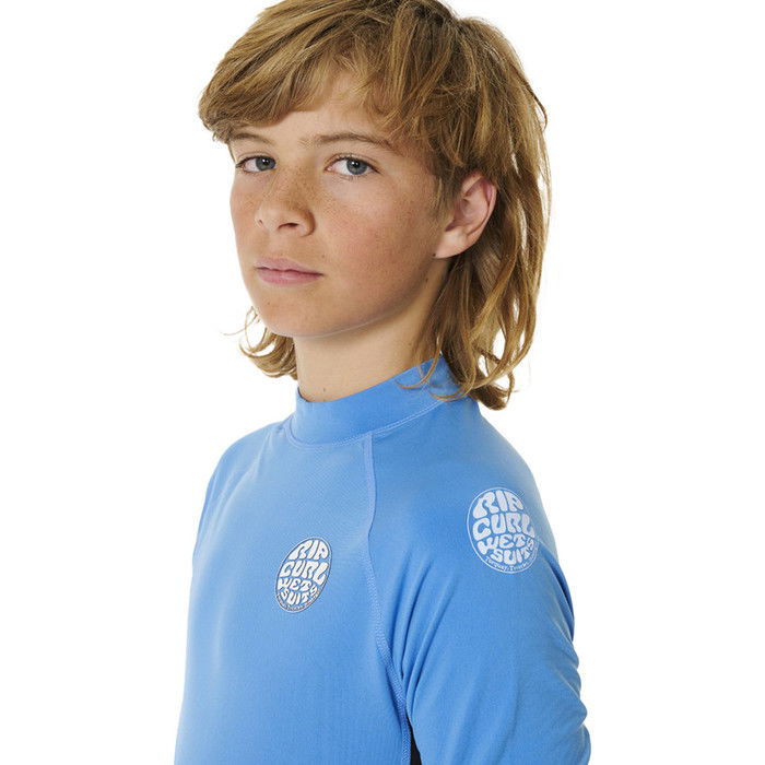 2024 Rip Curl Junior Icons UV Brushed Long Sleeve Rash Vest 11YBRV - Blue Gum